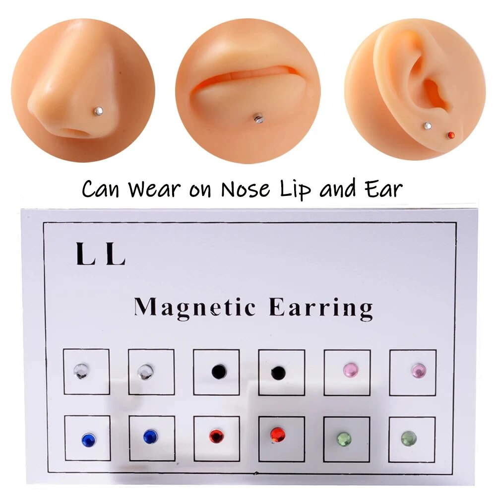 Body Jewelry Lip Ring - 12PCS/Card Fake Cheater Non Pierced Magnet