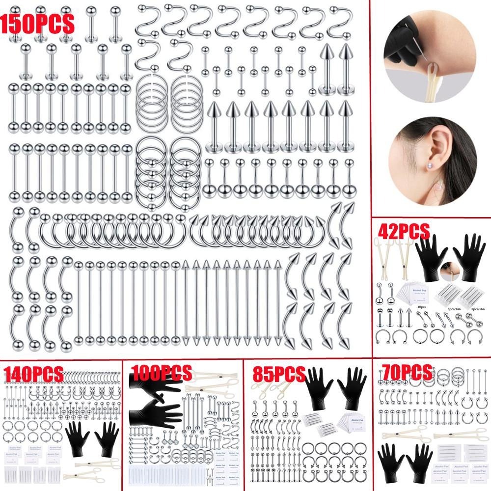 Body Jewelry Lip Ring - 150/140/85/70/42Pcs Body Piercing Kit Jewelry Tool