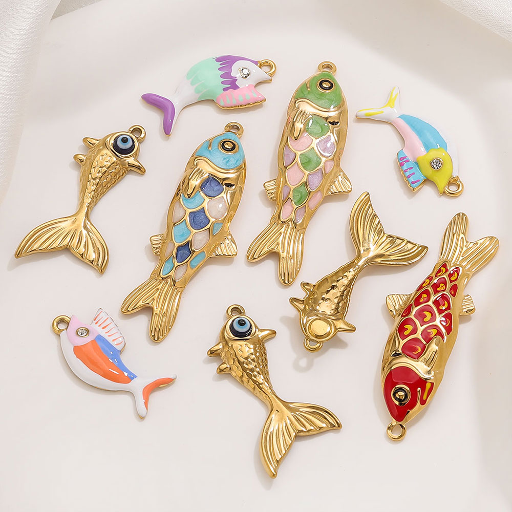 Body Jewelry Wholesale - 2-3pcs Stainless Steel Cute Golden Enamel