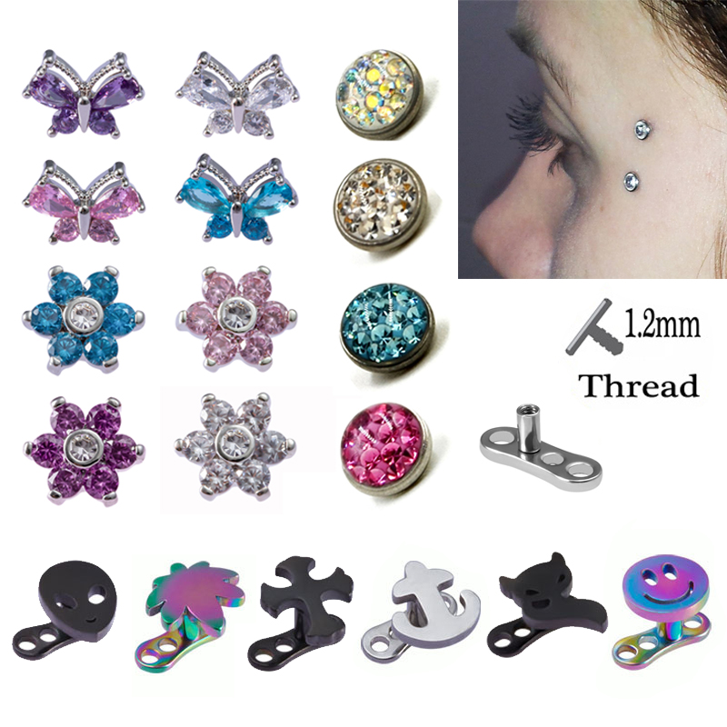 Body Jewelry Dermal - 1PC Dermal Anchor Top Piercing Skin