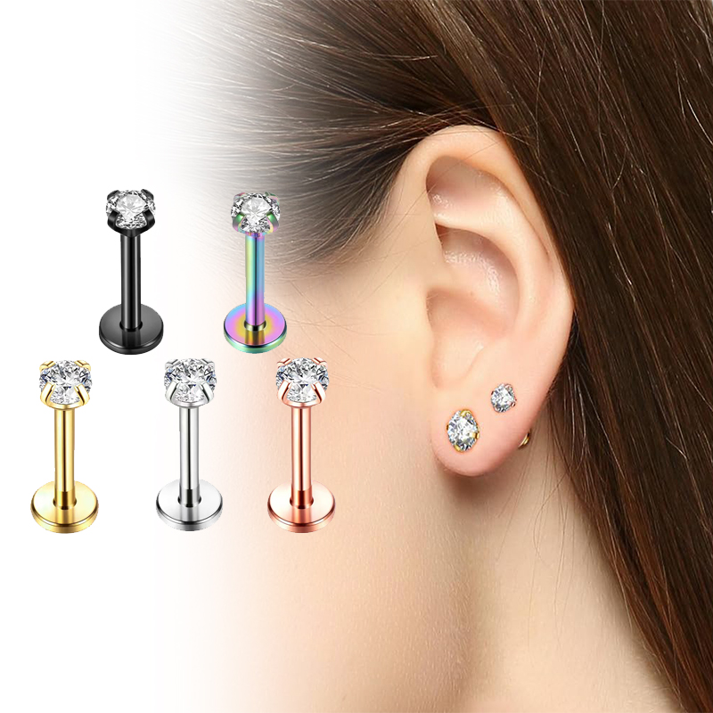 16G Titanium Internally Thread - Body Jewelry Cartilage Earrings ulasan dan harga