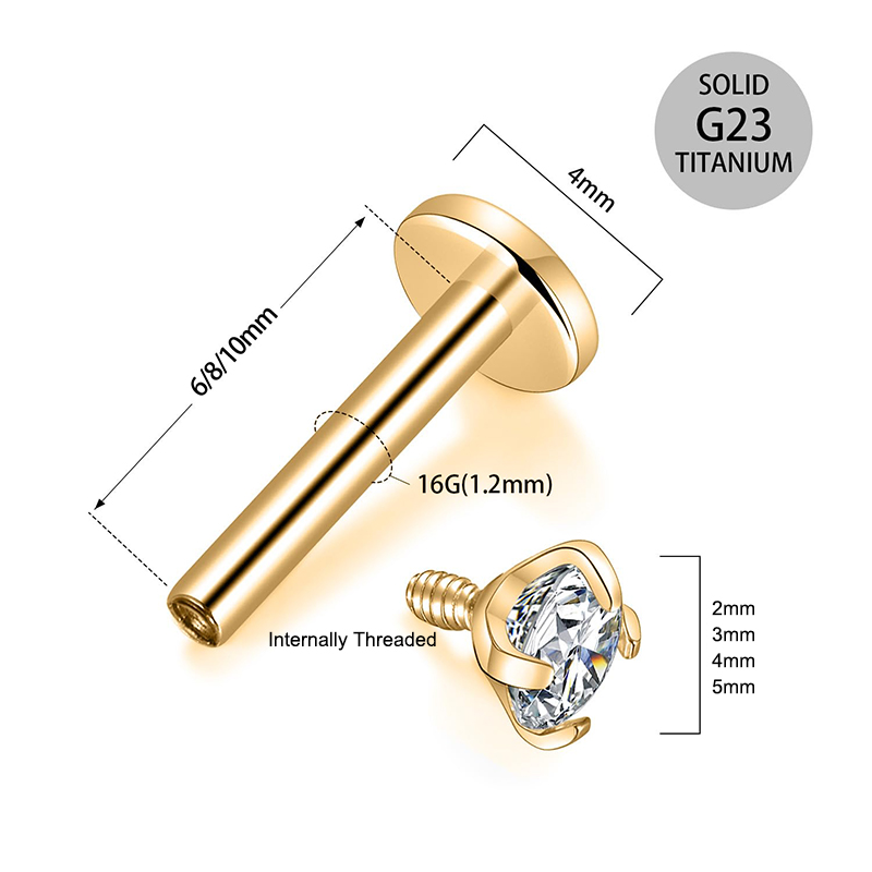 16G Titanium Internally Thread - Body Jewelry Cartilage Earrings ulasan dan harga