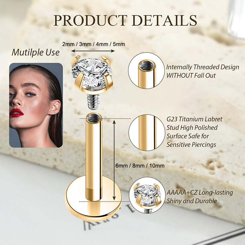 16G Titanium Internally Thread - Body Jewelry Cartilage Earrings ulasan dan harga