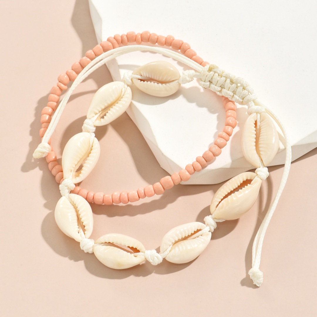 2PCS Bohemia Natural Shell Ank - Body Jewelry Leg Chain ulasan dan harga