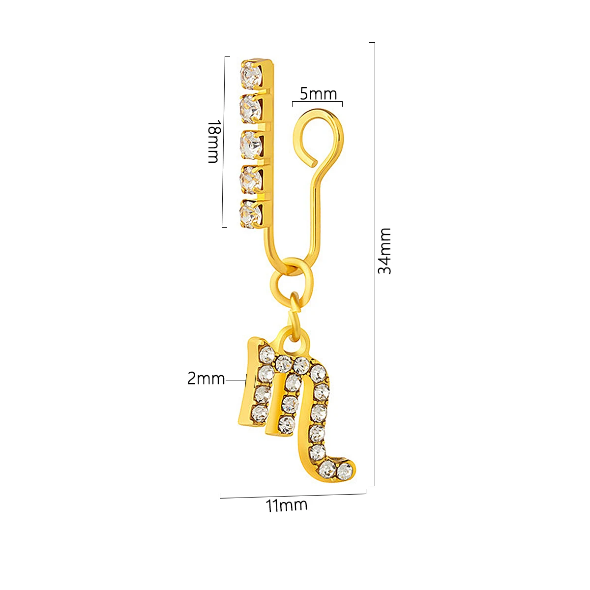 2 Pack Ear Clips Metal Zircon  - Body Jewelry Cartilage Earrings ulasan dan harga
