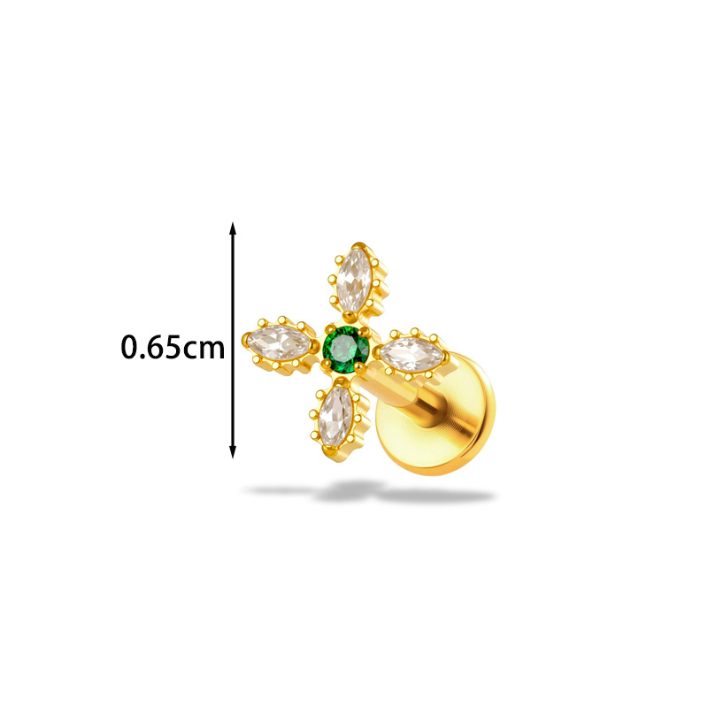 1PC G23 Titanium16G Flower CZ  - Body Jewelry Implant Grade Titanium ulasan dan harga