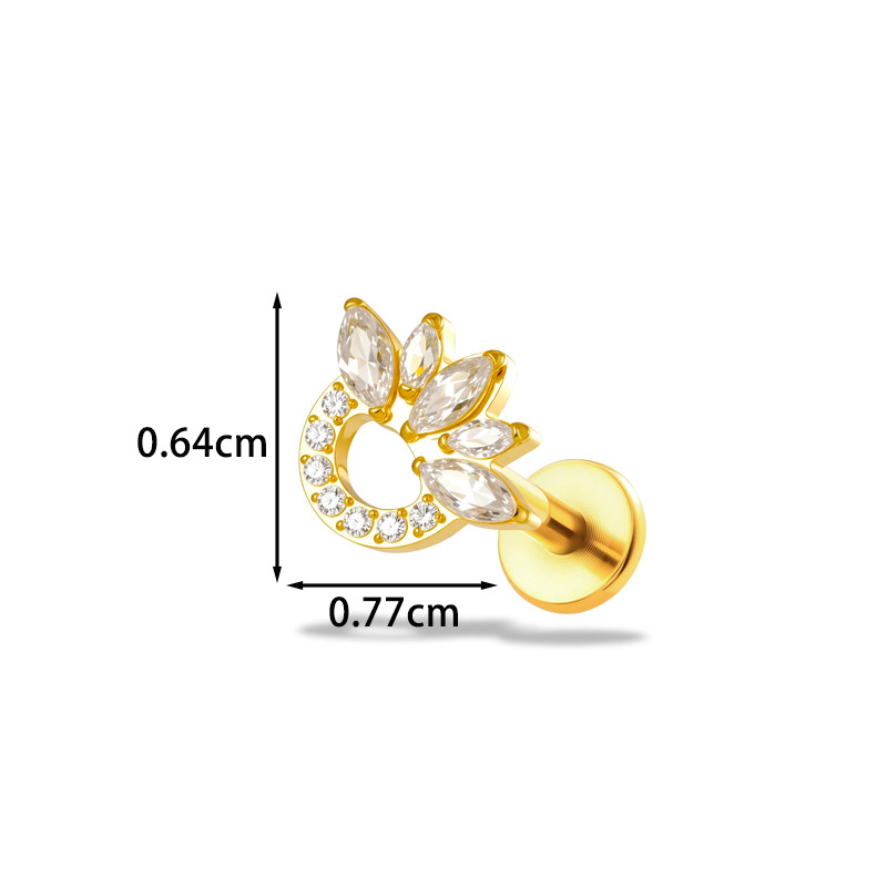 1PC G23 Titanium16G Flower CZ  - Body Jewelry Implant Grade Titanium ulasan dan harga