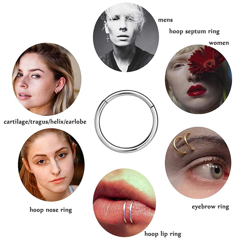 16G 316L Surgical Steel Hinged - Body Jewelry Lip Ring ulasan dan harga