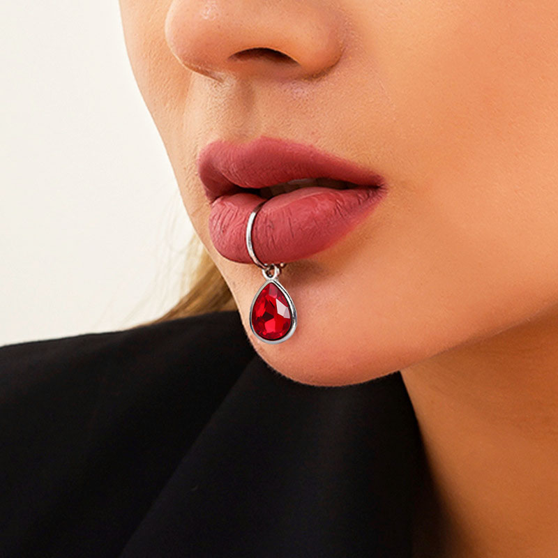 1Pc Fake Piercing Lip Clip Per - Body Jewelry Lip Ring ulasan dan harga
