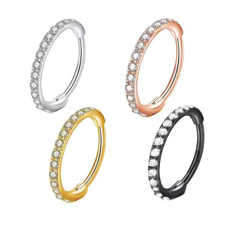 16G Clear CZ Nose Ring Hoop 31 - Body Jewelry Cartilage Earrings ulasan dan harga