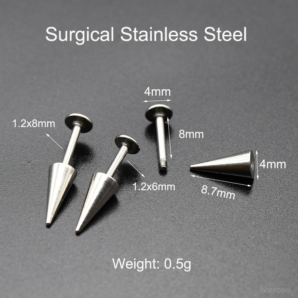 Starose 2Pcs Gothic Cone Stain - Body Jewelry Vertical Labret ulasan dan harga
