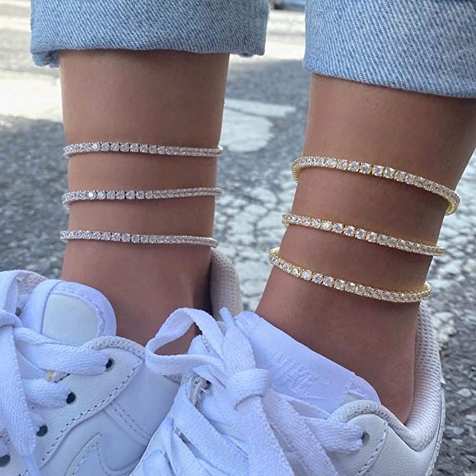 Iced Out 4MM Zircon Tennis Ank - Body Jewelry Leg Chain ulasan dan harga