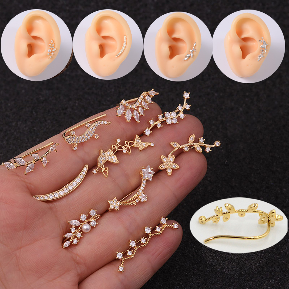1PC 18G Fashion CZ Curved Cart - Body Jewelry Cartilage Earrings ulasan dan harga