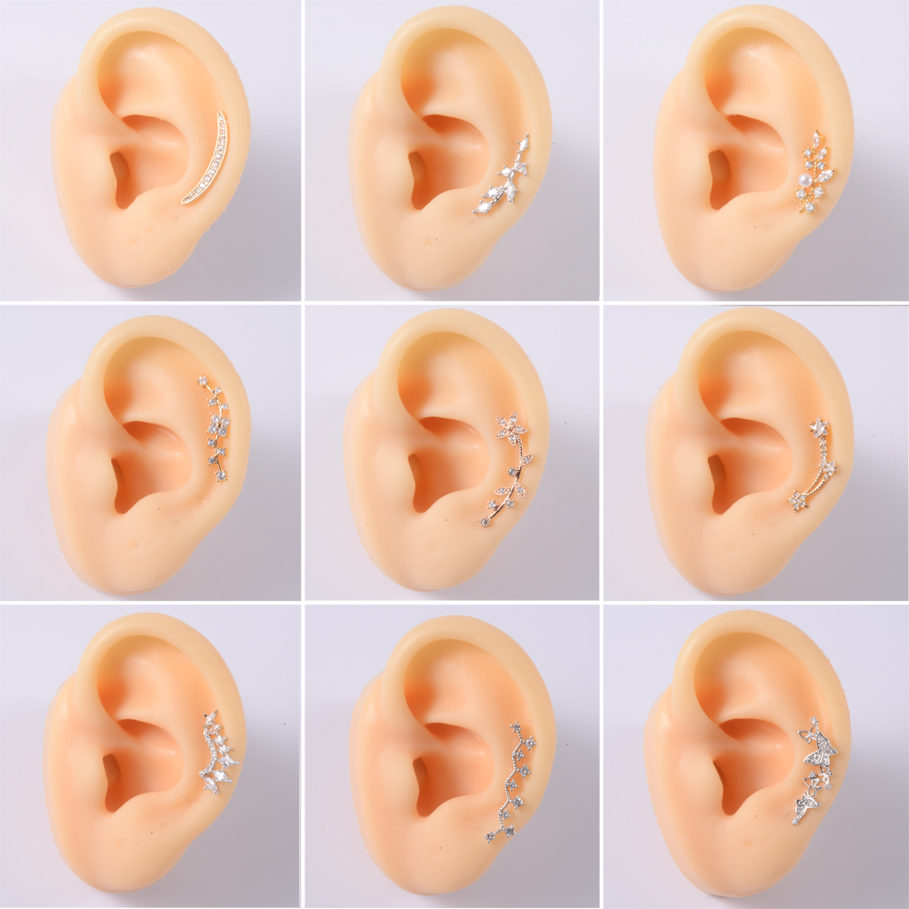 1PC 18G Fashion CZ Curved Cart - Body Jewelry Cartilage Earrings ulasan dan harga