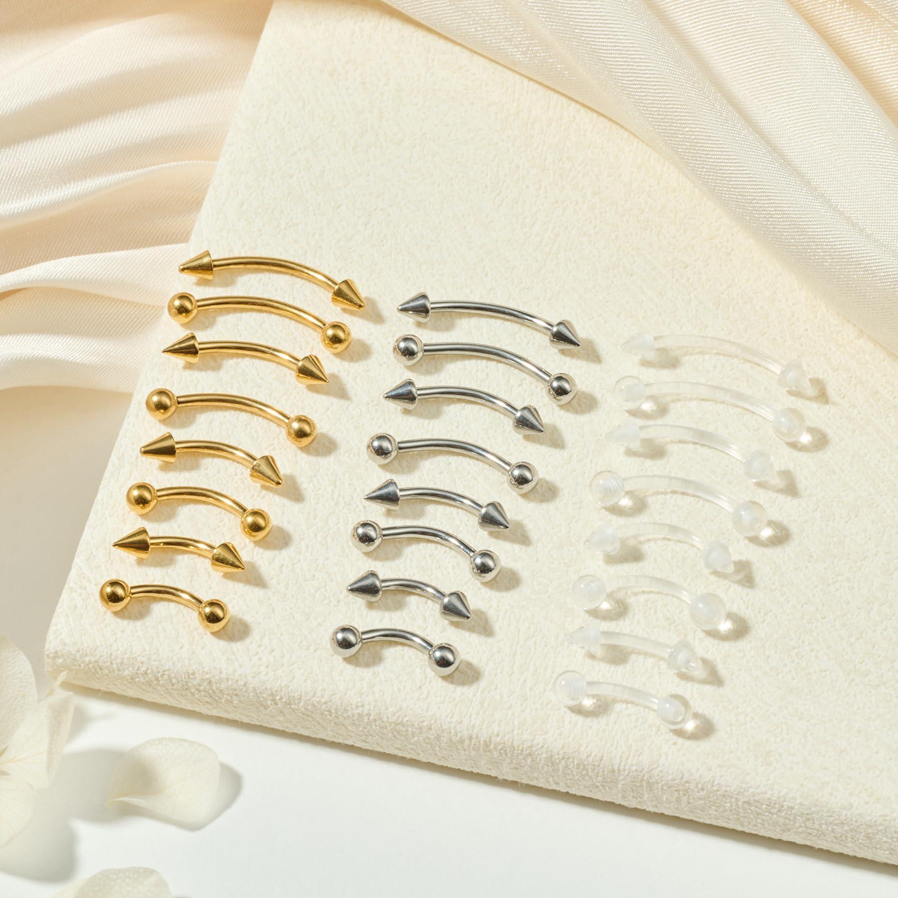 24pcs 16G Stainless Steel Curv - Body Jewelry Vertical Labret ulasan dan harga