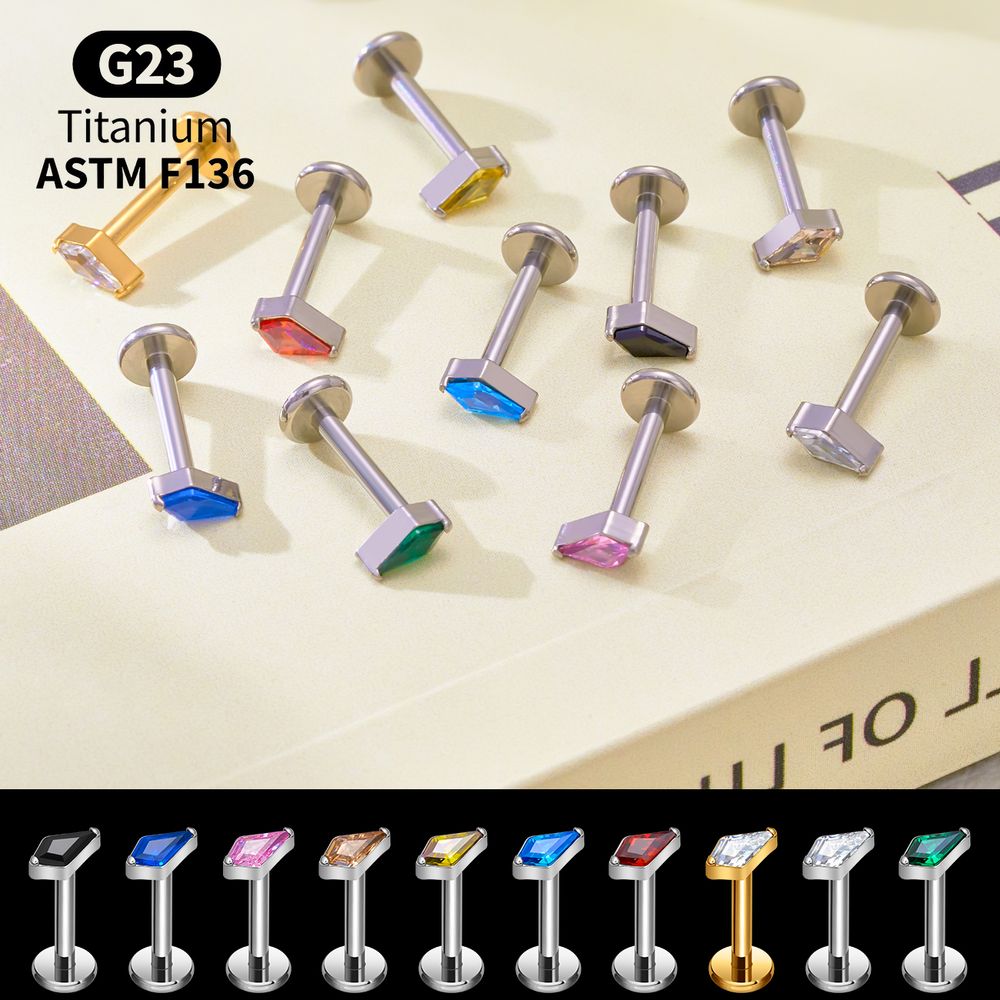 Titanium Kite CZ Internal Thre - Body Jewelry Vertical Labret ulasan dan harga