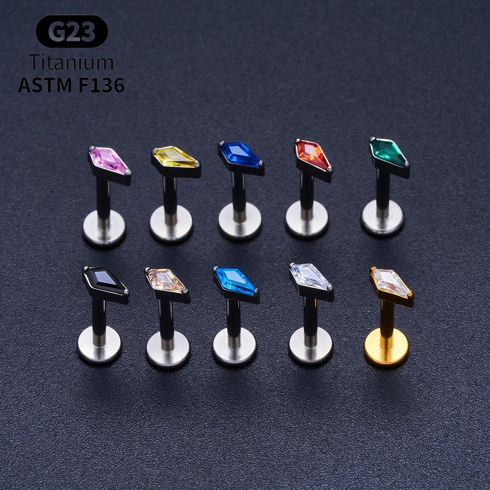 Titanium Kite CZ Internal Thre - Body Jewelry Vertical Labret ulasan dan harga
