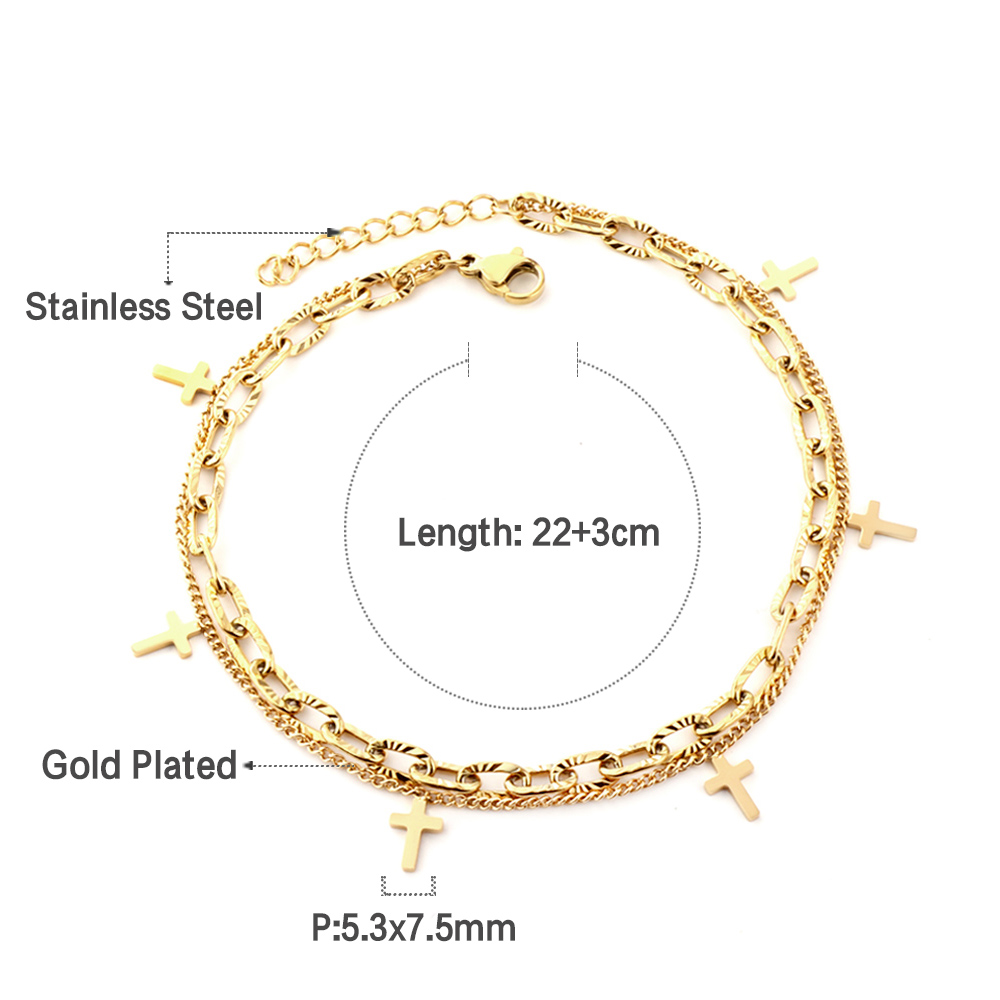 LUXUSTEEL Cross Double Foot Ch - Body Jewelry Leg Chain ulasan dan harga
