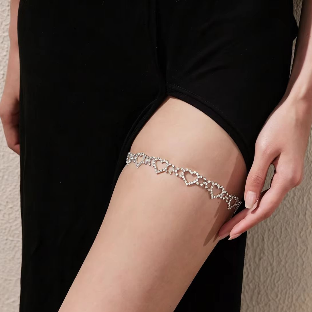 Heart Leg Chain Rhinestone Cha - Body Jewelry Leg Chain ulasan dan harga