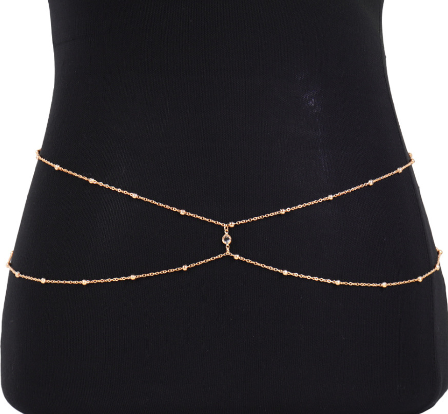 Clear Rhinestone Beaded Belly  - Body Jewelry Outfit ulasan dan harga