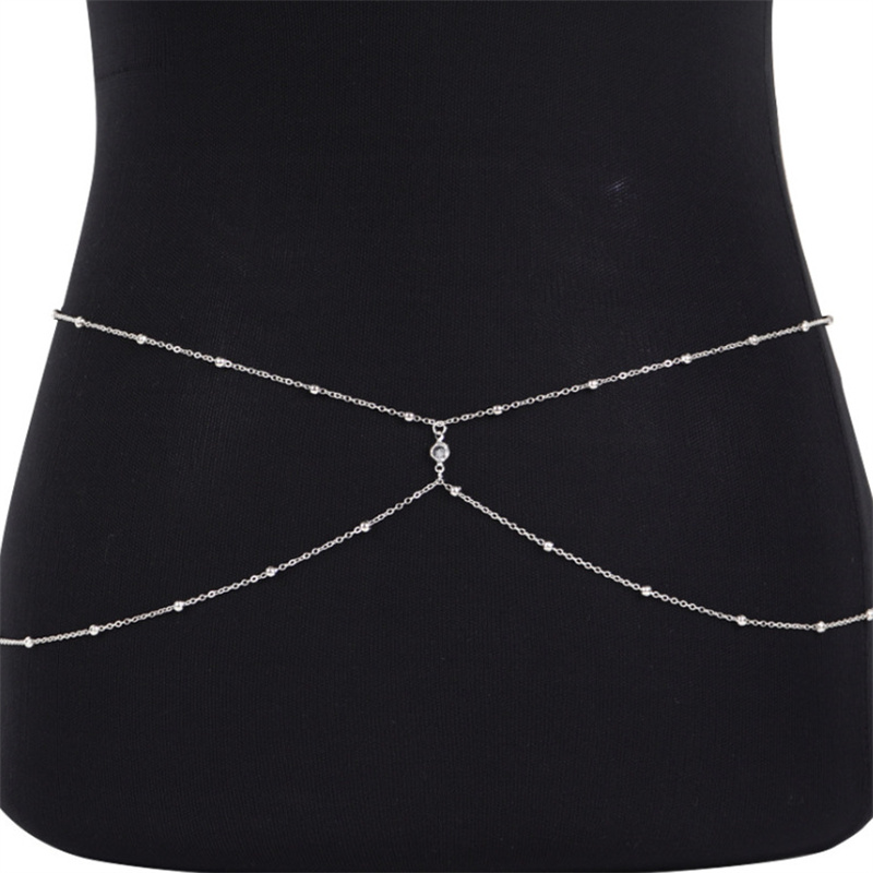 Clear Rhinestone Beaded Belly  - Body Jewelry Outfit ulasan dan harga
