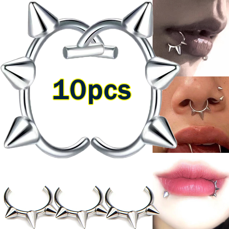 10pcs Punk Nose Ring One Nail  - Body Jewelry Lip Ring ulasan dan harga