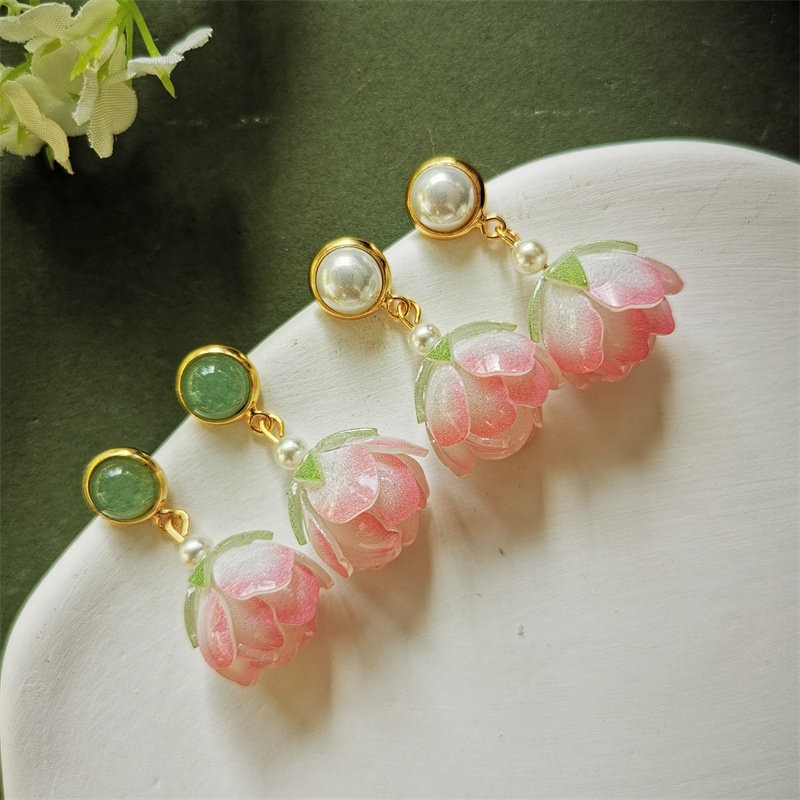 Unique Lotus Flower Drop Earri - Body Jewelry Wholesale ulasan dan harga