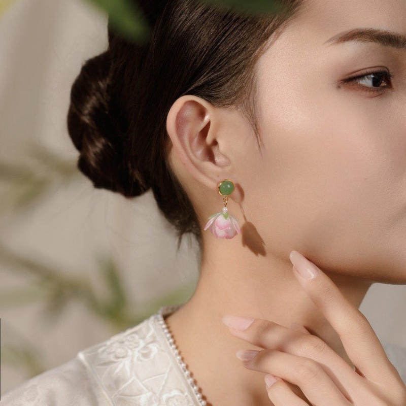Unique Lotus Flower Drop Earri - Body Jewelry Wholesale ulasan dan harga