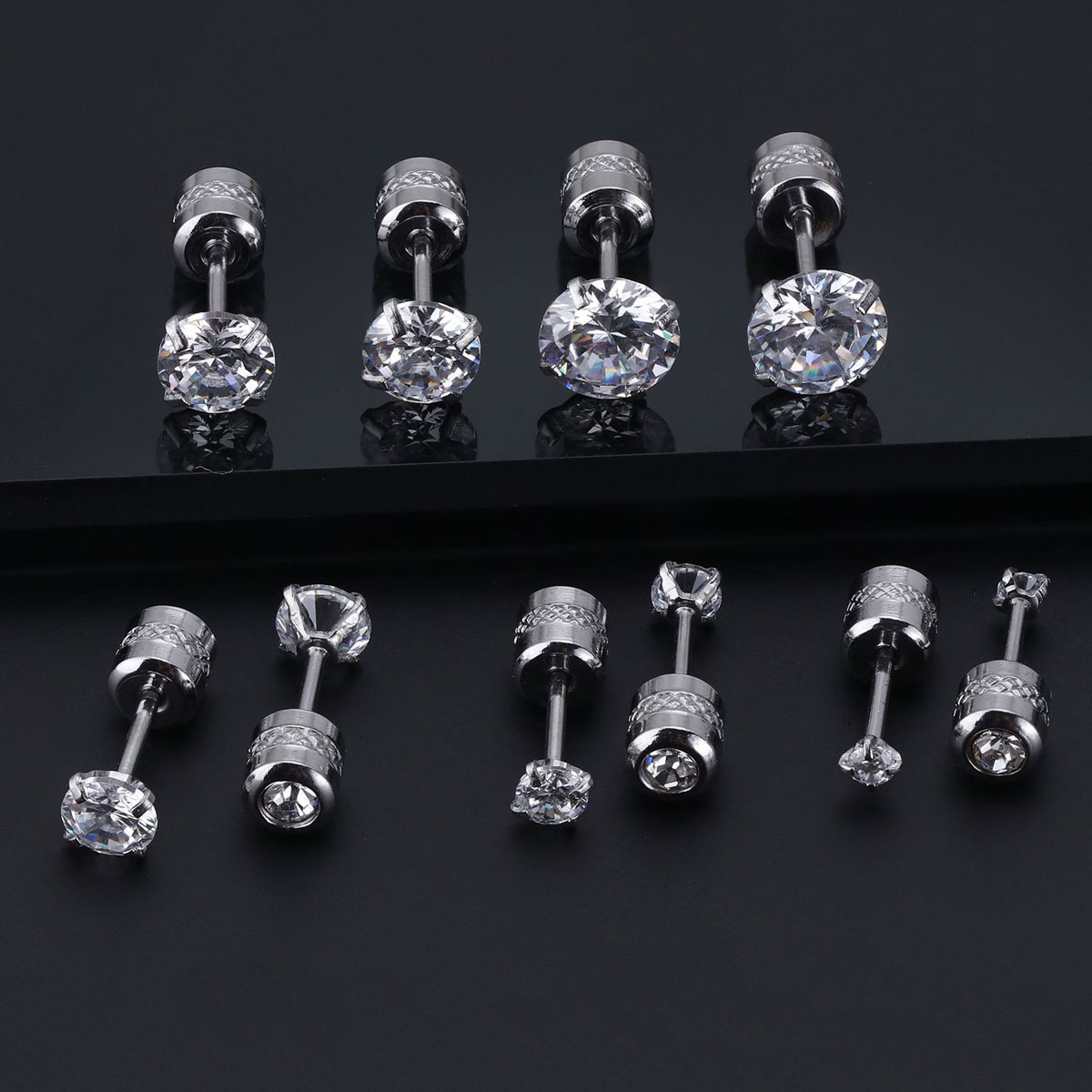 2PC Stainless Steel Mini Cryst - Body Jewelry Cartilage Earrings ulasan dan harga
