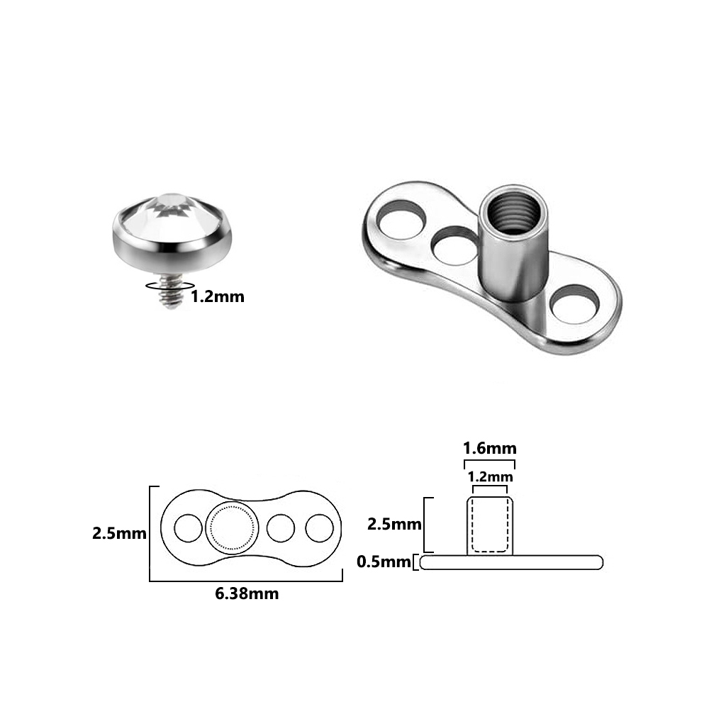 9PCS-1PC Surgical Steel Skin D - Body Jewelry Dermal ulasan dan harga